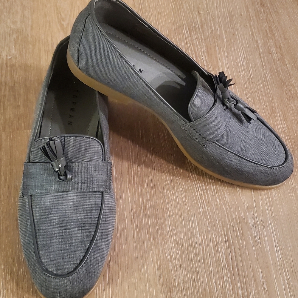 Topman Gray Loafers with Tassel Detail